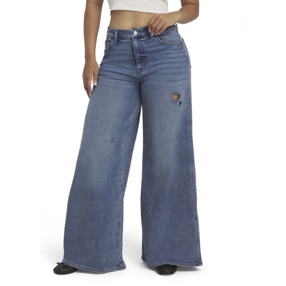 Mills by Millie Bobby Brown Women's Heart Cut Out Decal Wide Leg Jeans Size 14